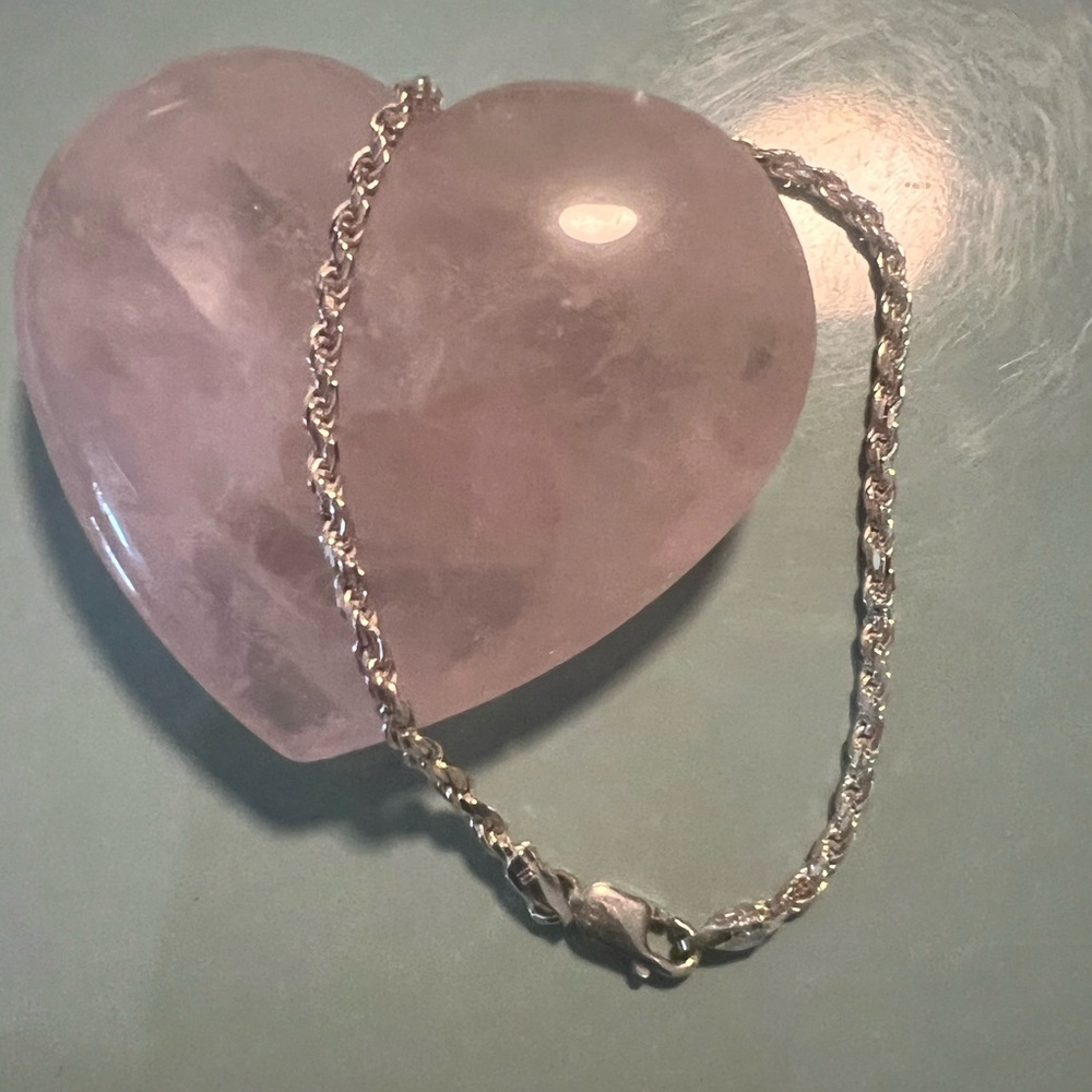 .925 Italy Sterling Silver Rope Chain Bracelet
